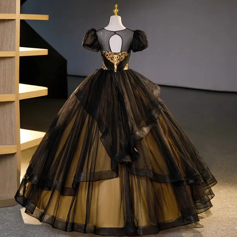Black Gold Stage Performance Ball Gown