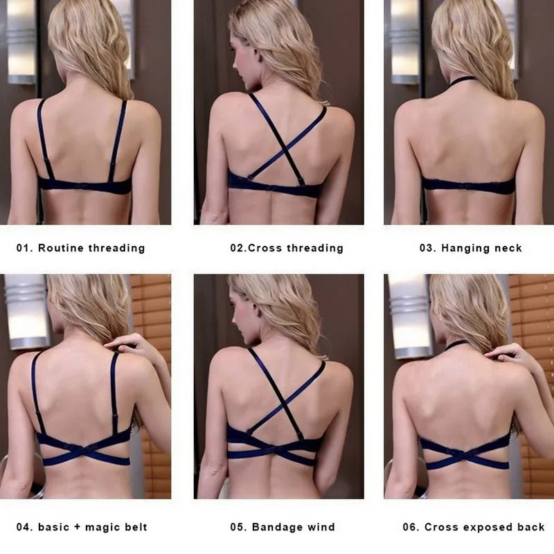 M&T Wear - Push Up Bra Backless Women Bras Low Cut Sexy Plunge Brassiere Open Back Wedding Underwear Invisible Seamless Deep U Lingerie - M&T Wear