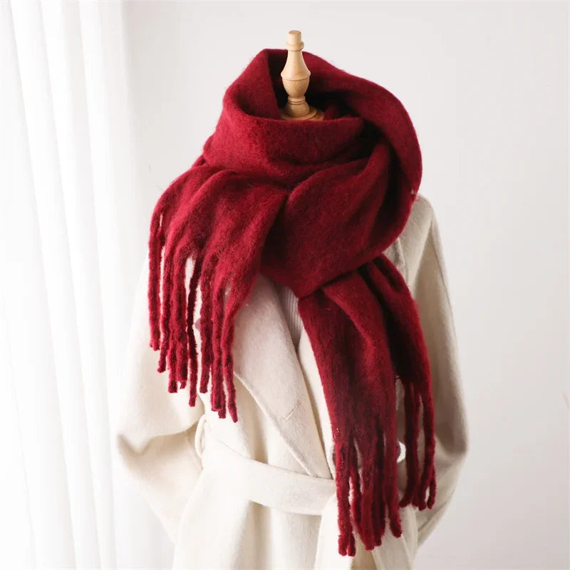 M&T Wear - Winter Scarf for Women Cashmere Warm Solid Pashmina Blanket Wraps Female Thick Soft Bufanda Big Tassel Shawl Long Poncho Echarpe - M&T Wear