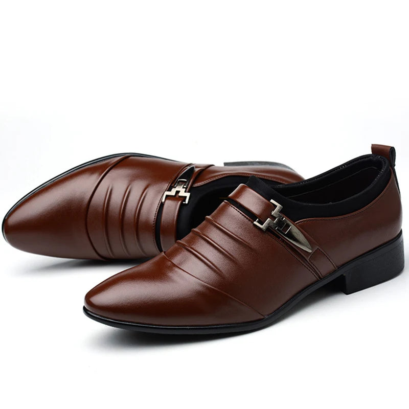 M&T Wear - Men's Classic PU Leather Slip-On Dress Shoes (Plus Size)