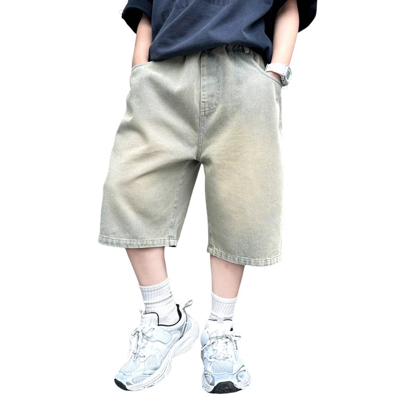 M&T Wear - Boys’ Stylish Mid-Calf Denim Capri Shorts