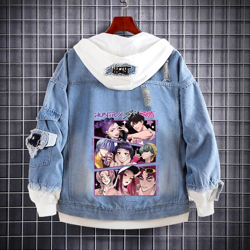 M&T Wear - Kids Denim Jacket Anime Kpop Demon Hunter Saja Boys New Autumn Sweatshirts Hooded Coats Fashion  Adult Casual Streetwear Clothes - M&T Wear