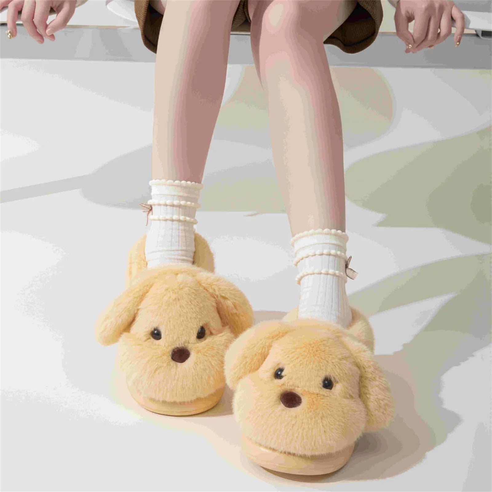 M&T Wear - Cute Puppy Plush Winter Home Slippers