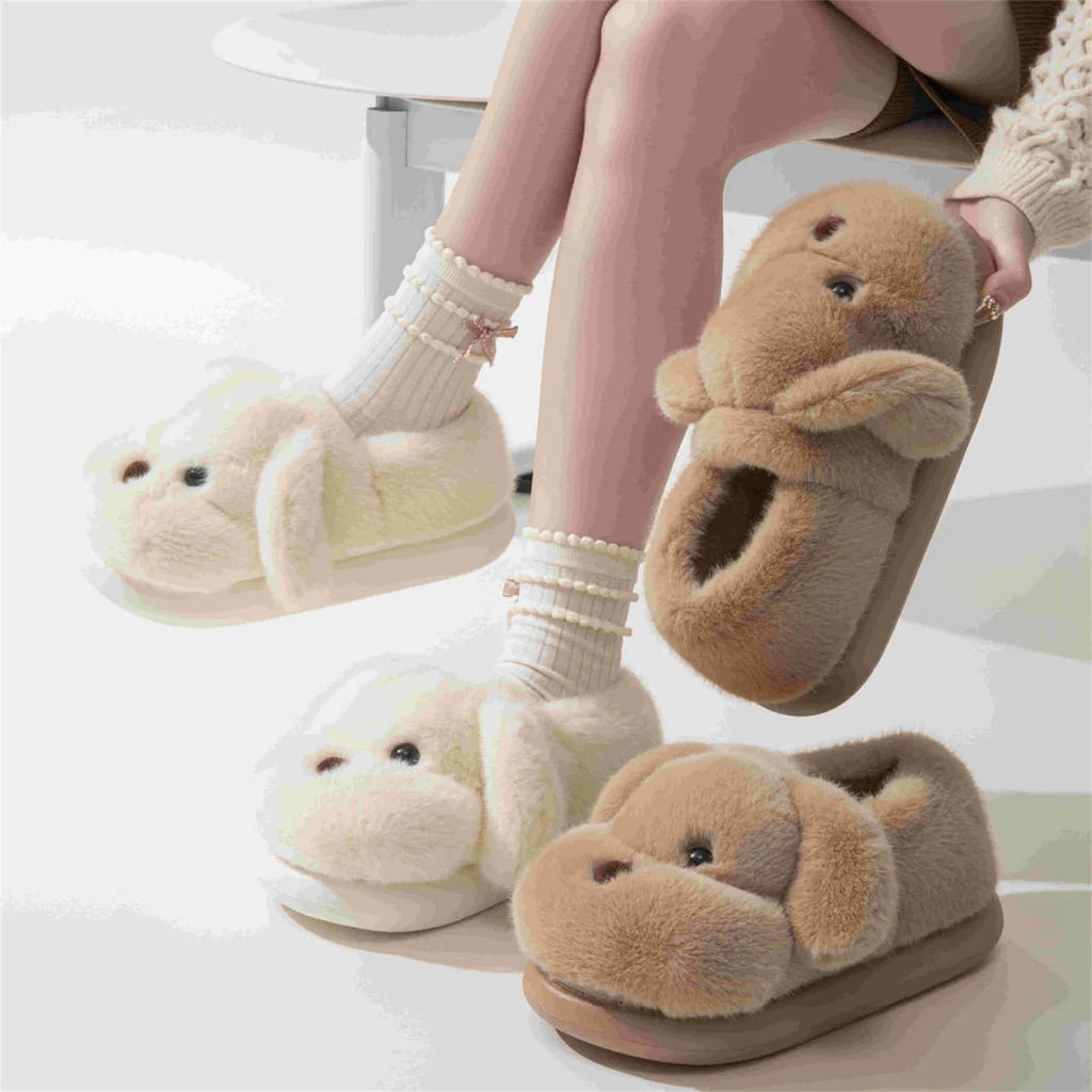 M&T Wear - Cute Puppy Plush Winter Home Slippers