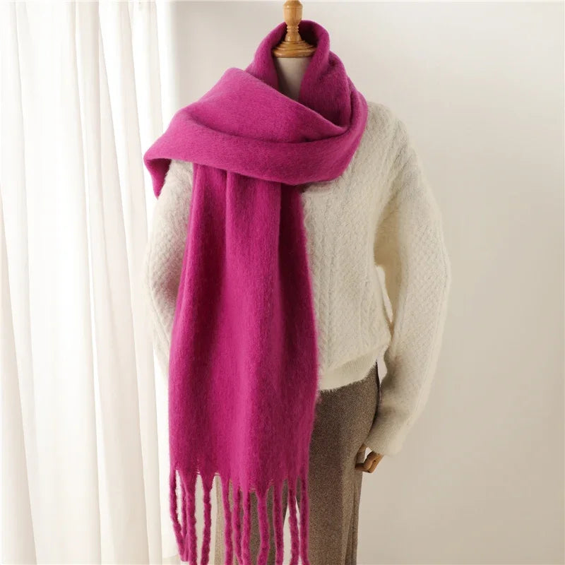 M&T Wear - Winter Scarf for Women Cashmere Warm Solid Pashmina Blanket Wraps Female Thick Soft Bufanda Big Tassel Shawl Long Poncho Echarpe - M&T Wear