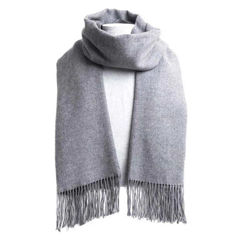 M&T Wear - Wool Scarves Winter Soft Warm Cashmere Shawl Thickened Long Tassel Shawl Warm Scarf Fashion Solid Color Women Man Scarf - M&T Wear