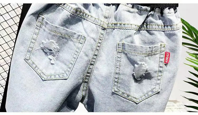 M&T Wear - Boys’ Trendy Distressed Korean Style Denim Shorts