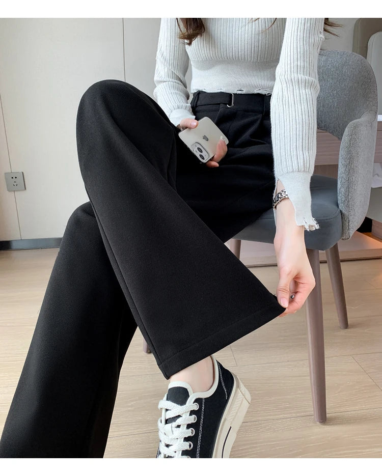 Thicken Woolen Wide-Leg Trousers