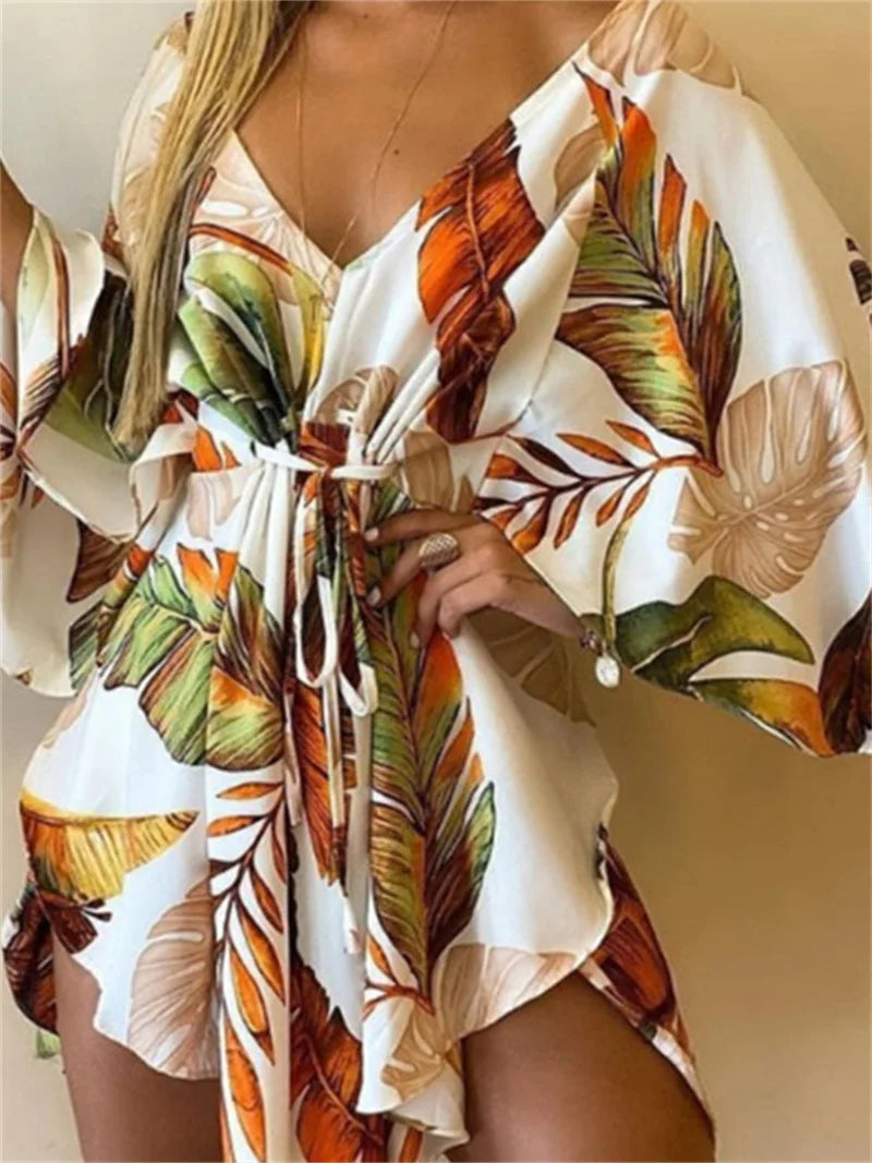 Bohemian V-Neck Mini Dress
