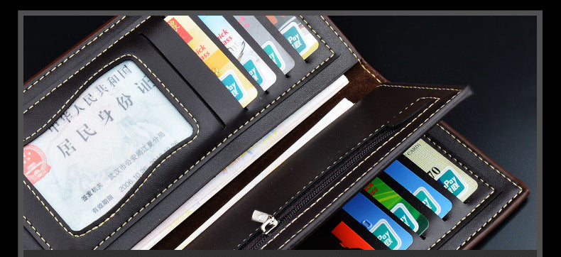 M&T Wear - Men’s Long PU Leather Wallet with Multi-Card & Coin Compartments