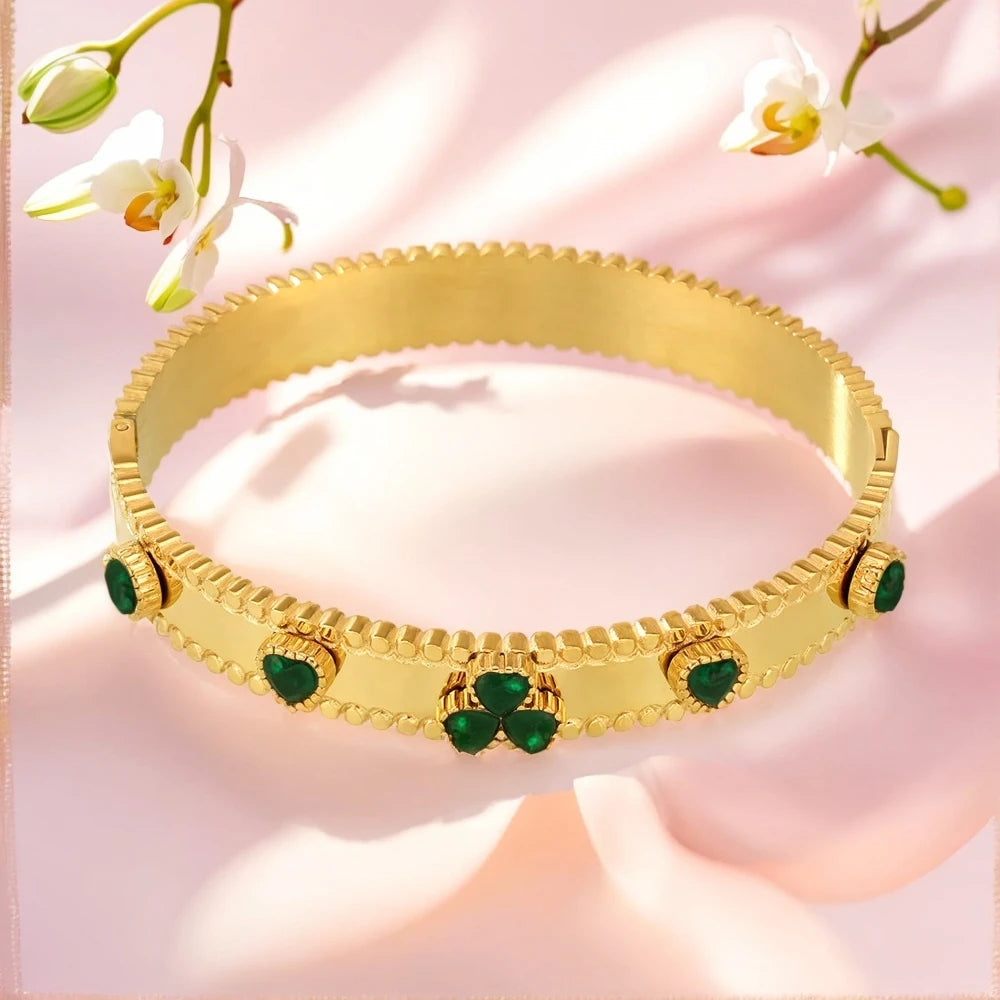 M&T Wear Women's Gear Buckle Bracelet – Love Zircon Stainless Steel Jewelry