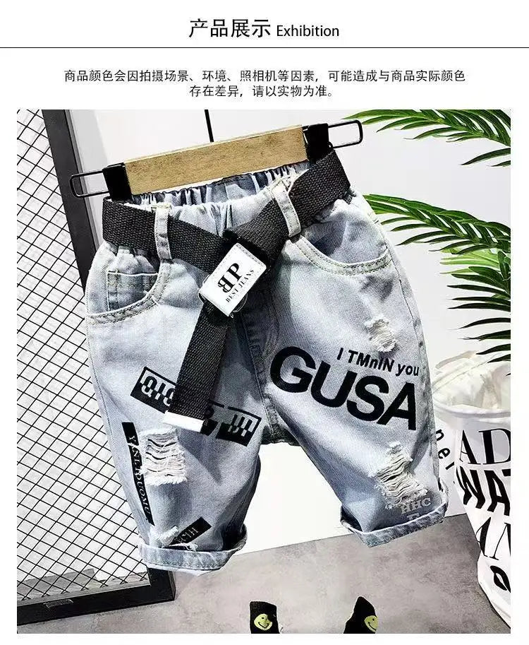 M&T Wear - Boys’ Trendy Distressed Korean Style Denim Shorts