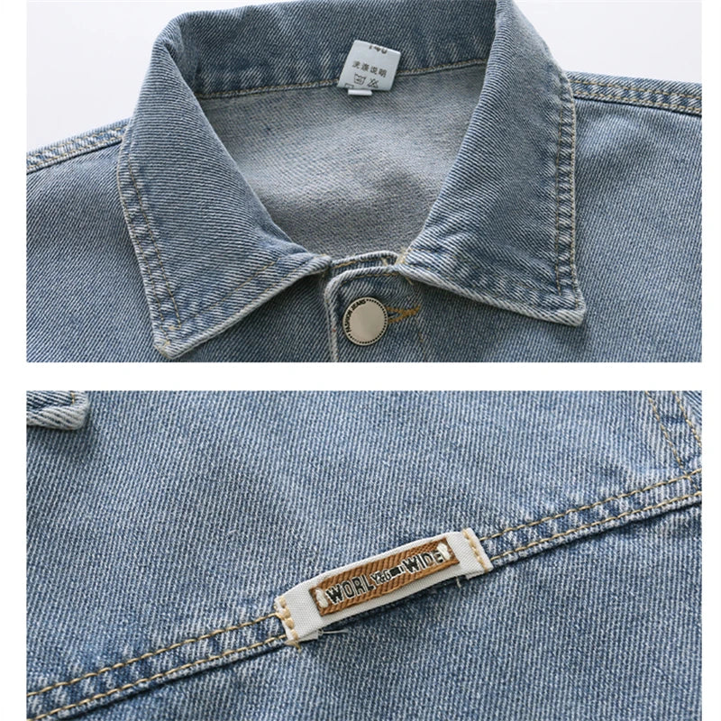 M&T Wear - Kids Denim Jacket Boys Jeans Coat Clothing Fashion Baby Boy Denim Jacket With Cartoon Embroidery Child Casual Streetwear Outfit - M&T Wear