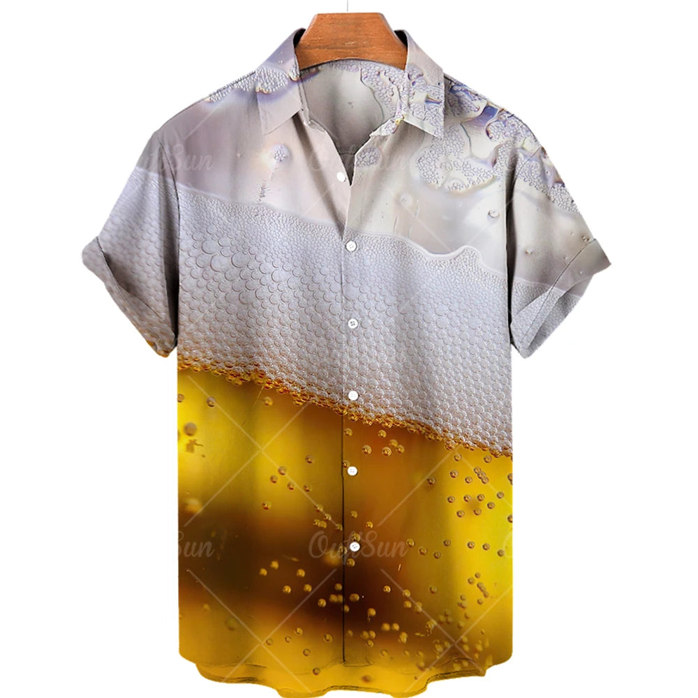 M&T Wear - Men's Shirts Beer Shirts For Men Fashion Hawaiian Shirt Casual Vocation Beach Blouses Holiday Blouse Mens Clothing Camisa Summer - M&T Wear
