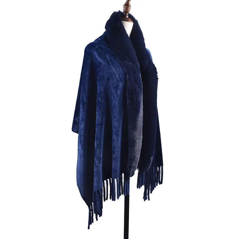 M&T Wear - Winter New Solid Color Shawl Warm Women's Wool Neck Scarf Shawl Dual purpose Thickened Dress Shawl - M&T Wear