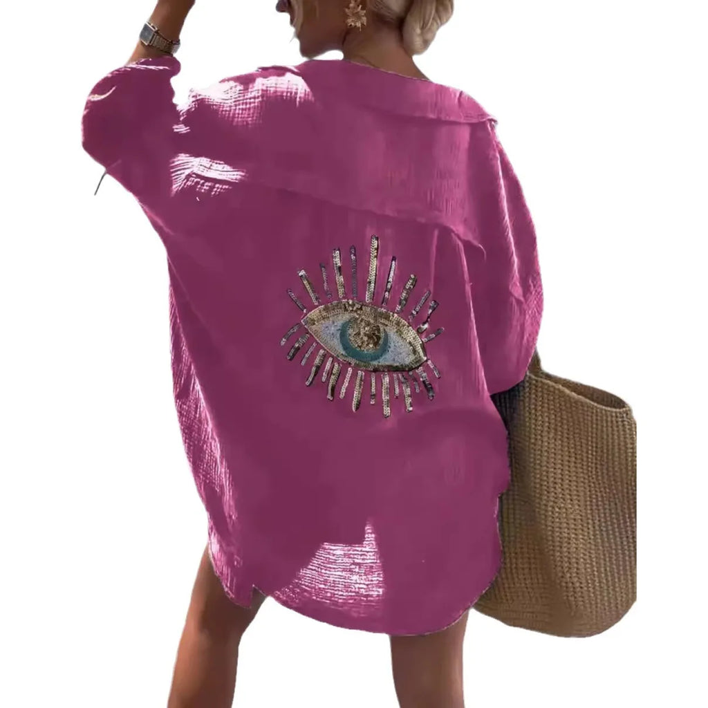 Evil Eye Beach Style Casual Shirt