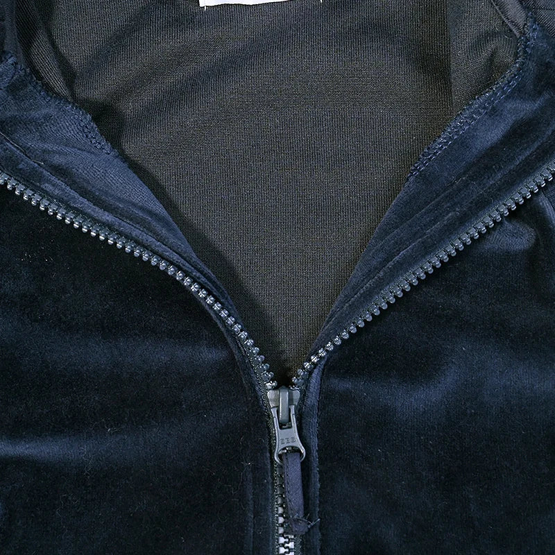 M&T Wear - Girl school vest navy velour lining hooded