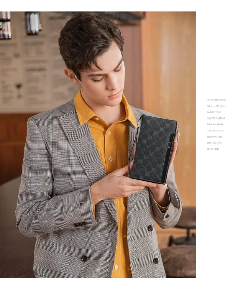 M&T Wear - GOLF Long Wallet for Men, Leather Clutch & Organizer