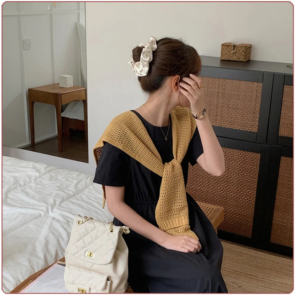 M&T Wear - Korean Knitted Shawl Winter Air Conditioning Fake Collar Neck Guard Knit Thin Knotted Cape Shoulder Warm Scarf For Women - M&T Wear