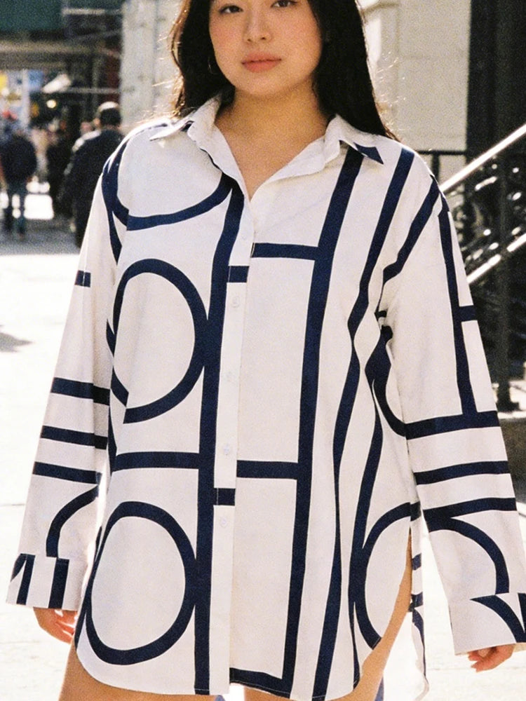 Plus Size High Slit Plaid Button-Down Shirt