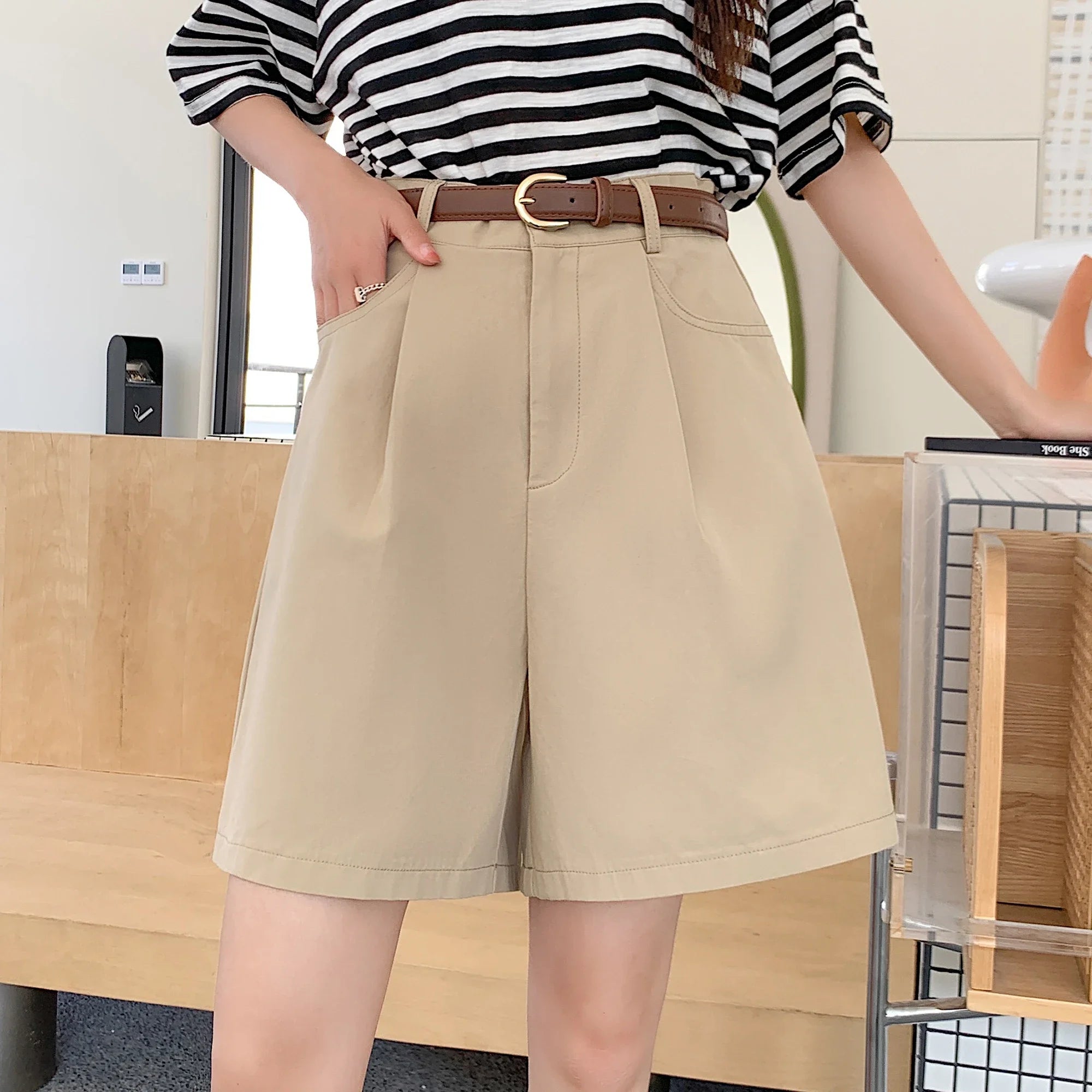 Cotton-Linen Utility Shorts