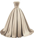 Customized Strapless Satin A-Line Gown