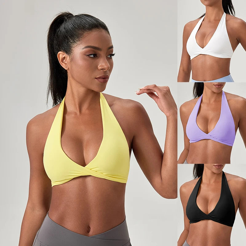 M&T Wear - Sports Yoga Bra for Women Halter Neck with Stylish Back Design Sexy Gym Bra for Running Fitness Sports Bras - M&T Wear