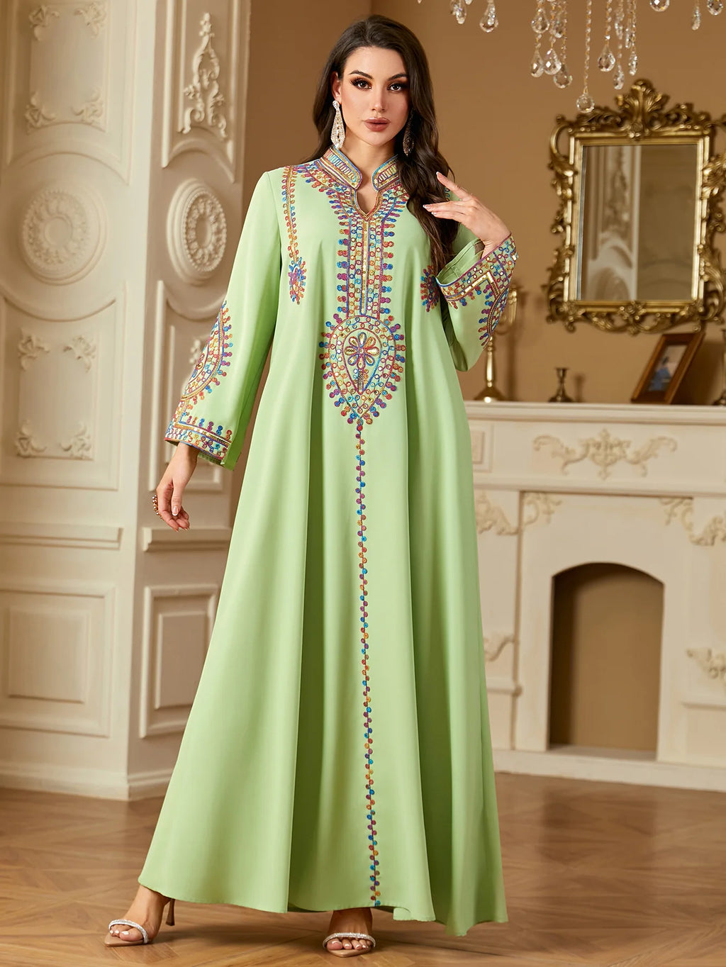M&T Wear - Pakistani Women's Embroidered Loose abaya Dresses Elegant Casual Kaftan
