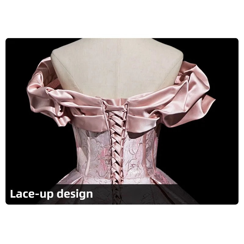 Embroidered One-Shoulder Graduation & Host Gown