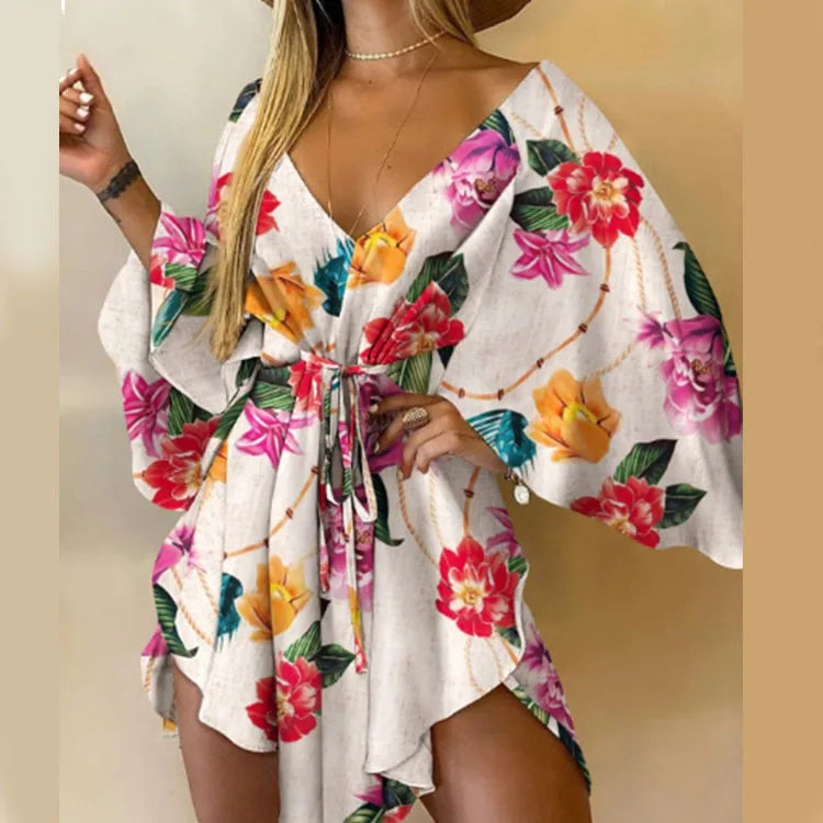 Bohemian V-Neck Mini Dress