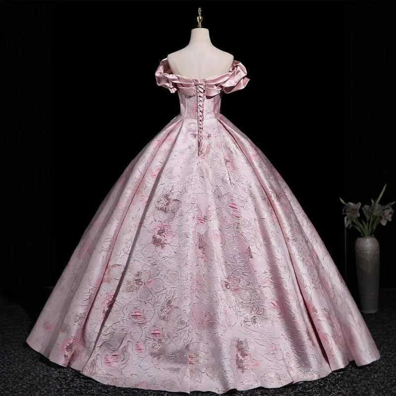 Embroidered One-Shoulder Graduation & Host Gown