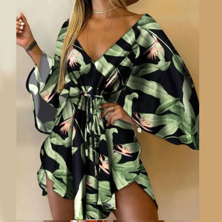 Bohemian V-Neck Mini Dress