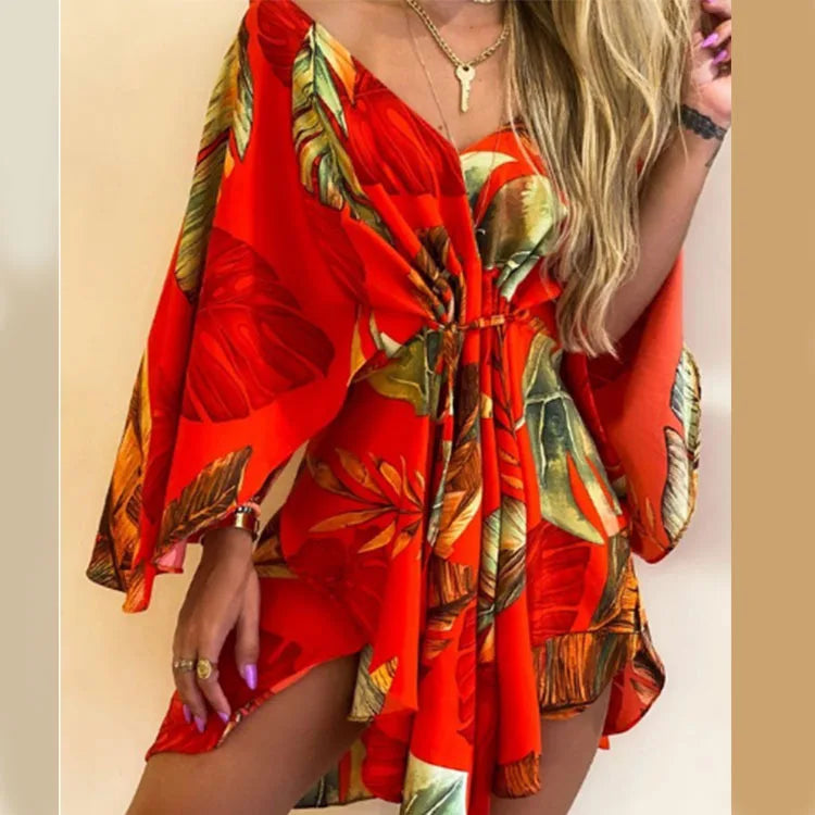 Bohemian V-Neck Mini Dress