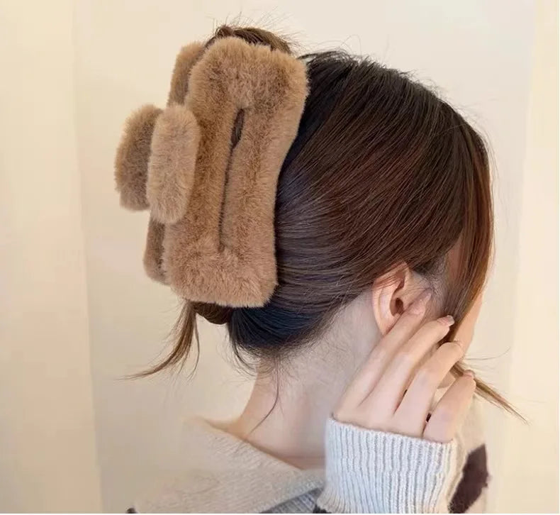 M&T Wear - Large Plush Square Hair Clip 2025 Shark Clip