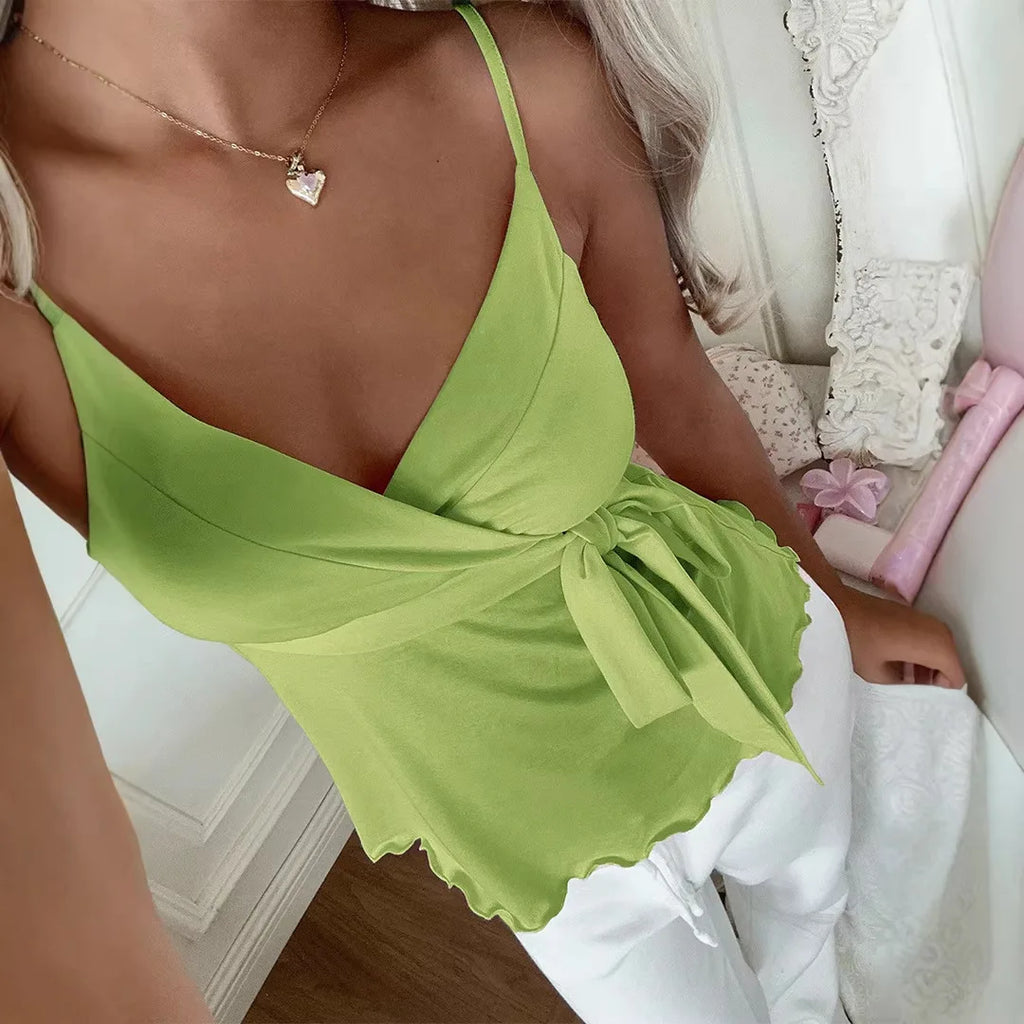 Summer 2026 Wavy Edge Lace-Up Camisole