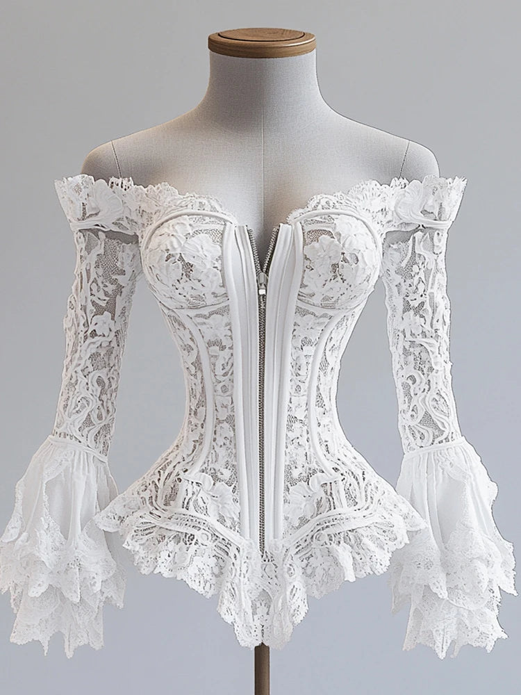 Off-Shoulder Floral Lace Blouse