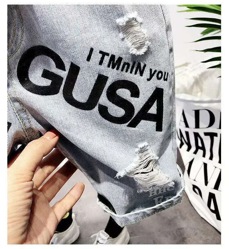 M&T Wear - Boys’ Trendy Distressed Korean Style Denim Shorts