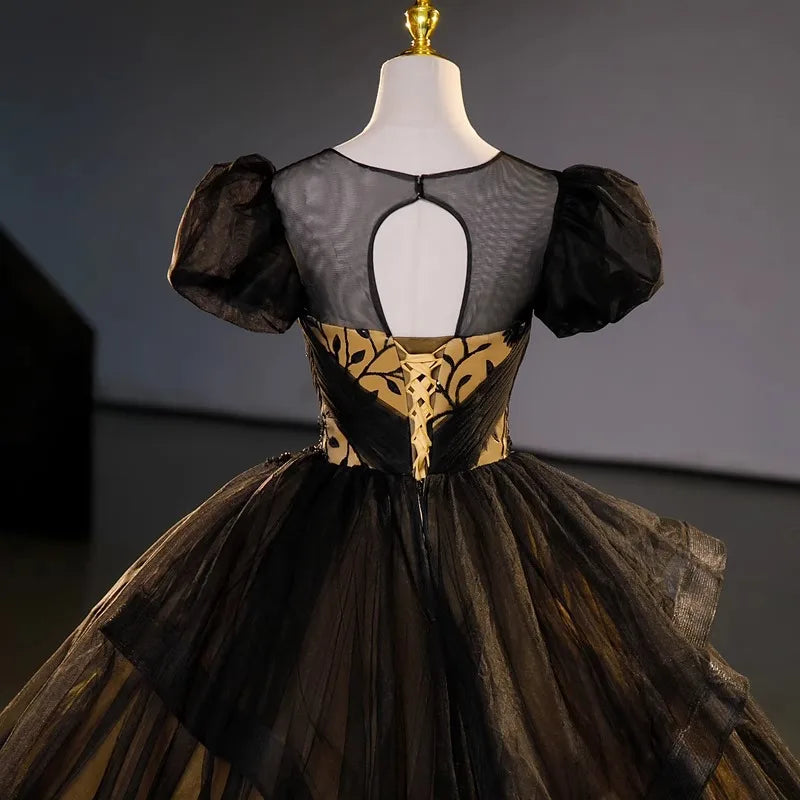 Black Gold Stage Performance Ball Gown