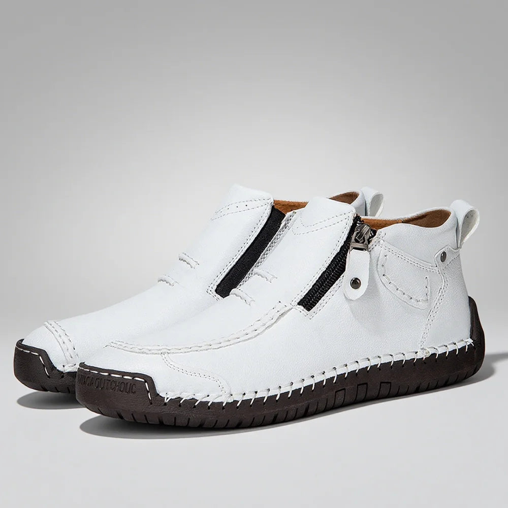 M&T Wear - New Casual Shoes for Men White Luxury Round Toe Men Ankle Boots Light Slip on Walking Shoes Outdoor Comfor Men High Top Sneakers - M&T Wear