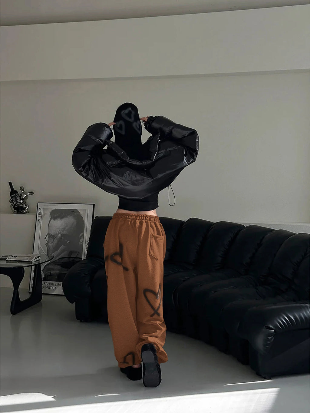 Y2K Heart Print Flare Sweatpants