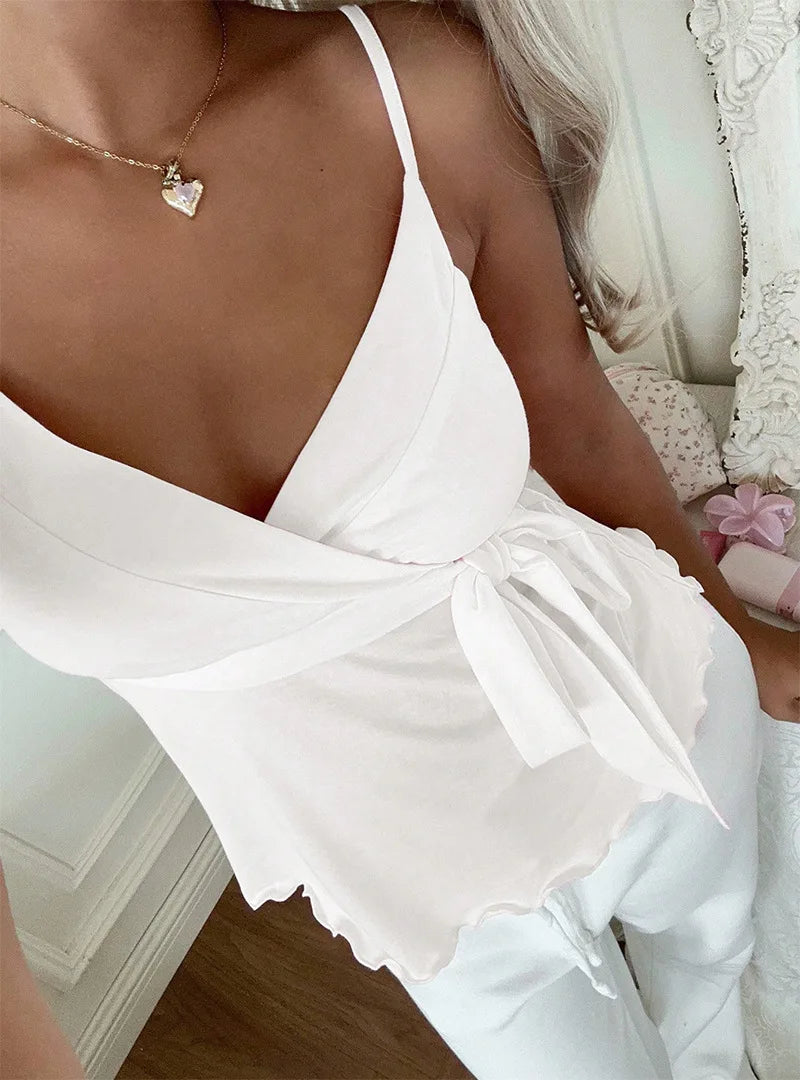 Summer 2026 Wavy Edge Lace-Up Camisole