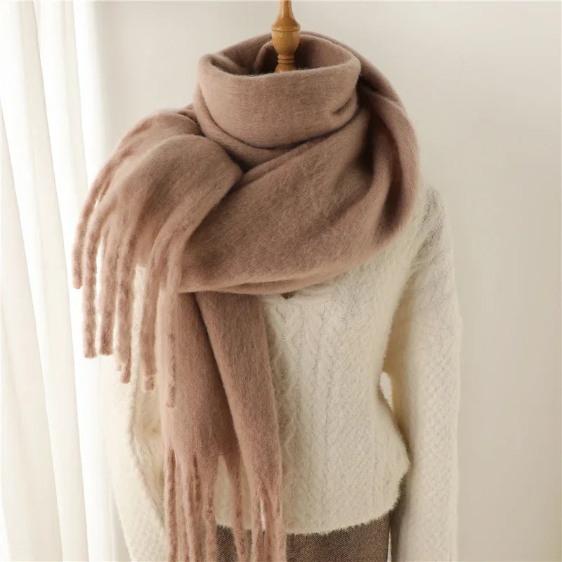 M&T Wear - Winter Scarf for Women Cashmere Warm Solid Pashmina Blanket Wraps Female Thick Soft Bufanda Big Tassel Shawl Long Poncho Echarpe - M&T Wear