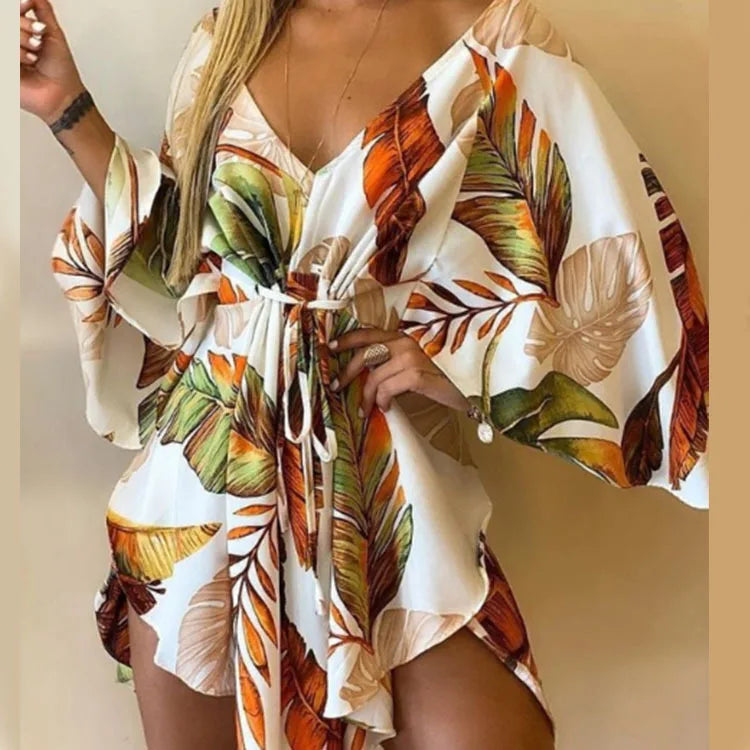 Bohemian V-Neck Mini Dress