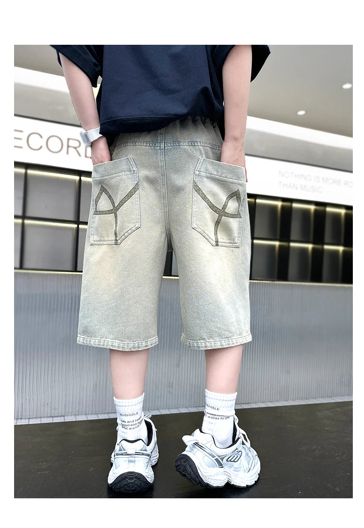 M&T Wear - Boys’ Stylish Mid-Calf Denim Capri Shorts