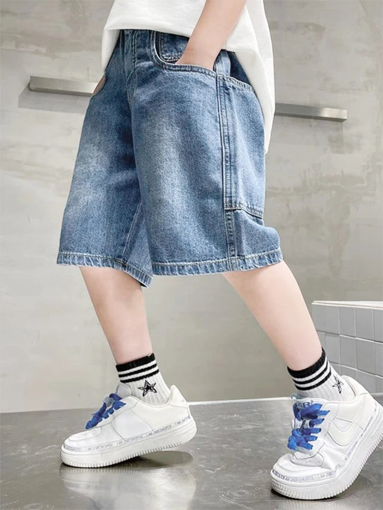 M&T Wear - Boys’ Loose Fit Elastic Waist Denim Shorts