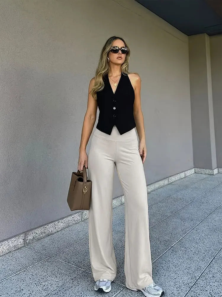 Elegant White Wide-Leg Trousers