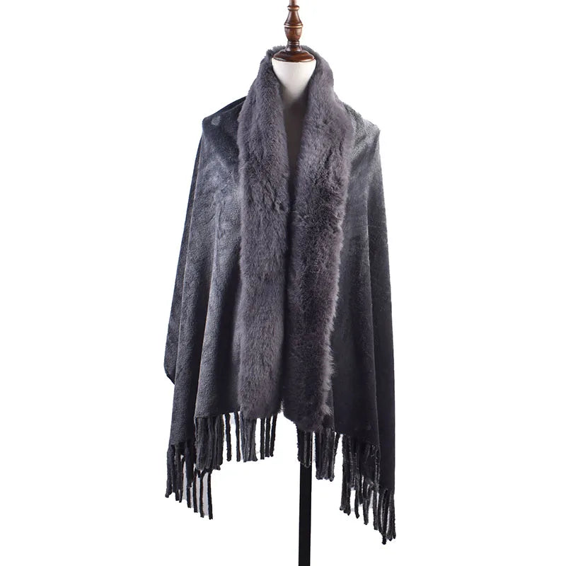 M&T Wear - Winter New Solid Color Shawl Warm Women's Wool Neck Scarf Shawl Dual purpose Thickened Dress Shawl - M&T Wear