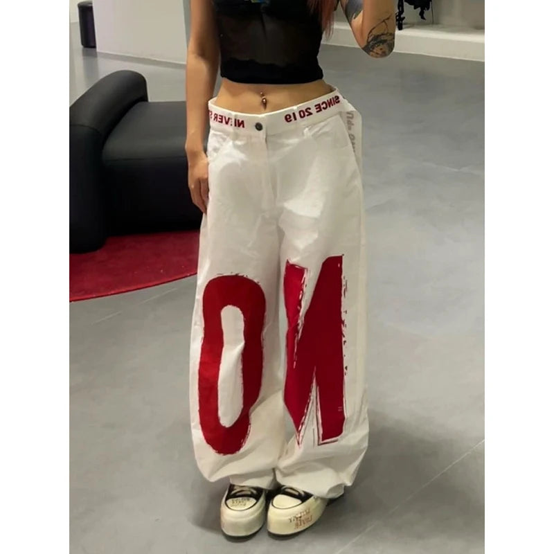 Letter Print Y2K Baggy Jeans