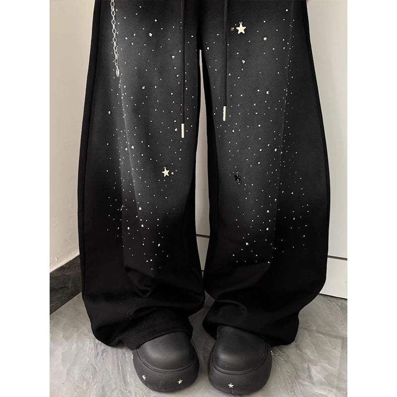 Rhinestone "Starry Sky" Gradient Jazz Jeans