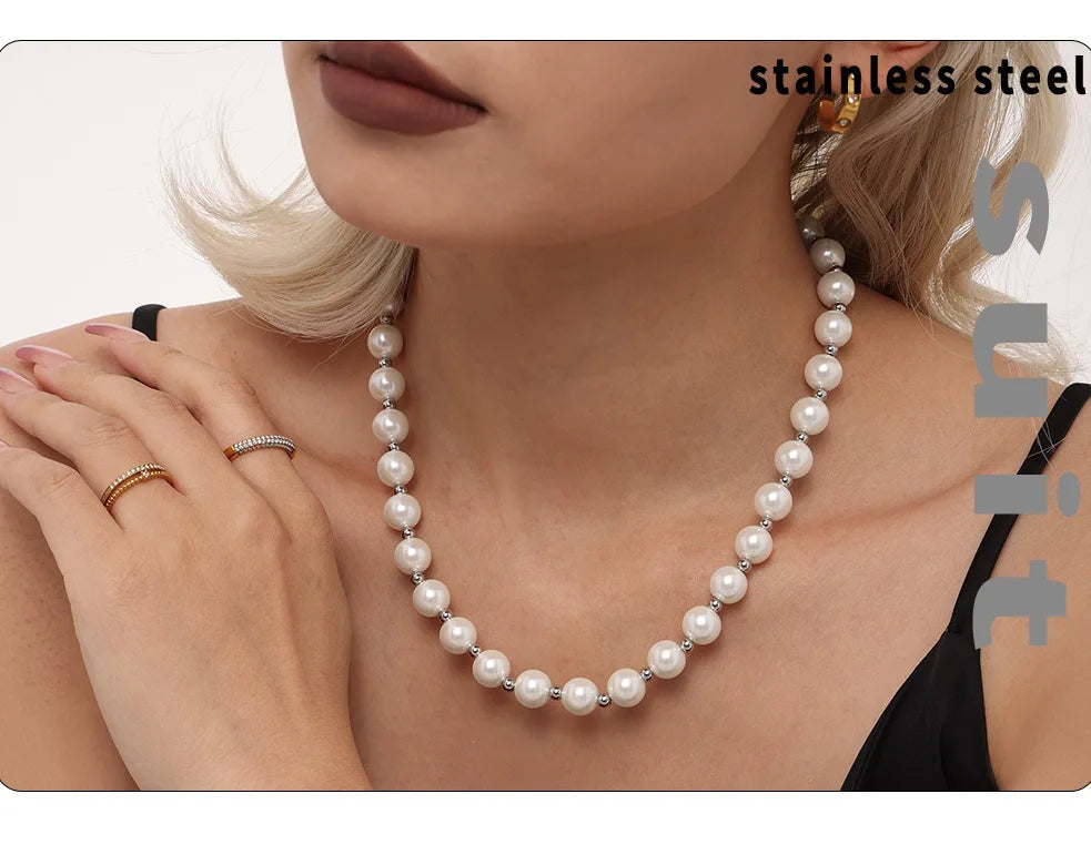M&T Wear - White Shell Beaded Clavicle Necklace for Women